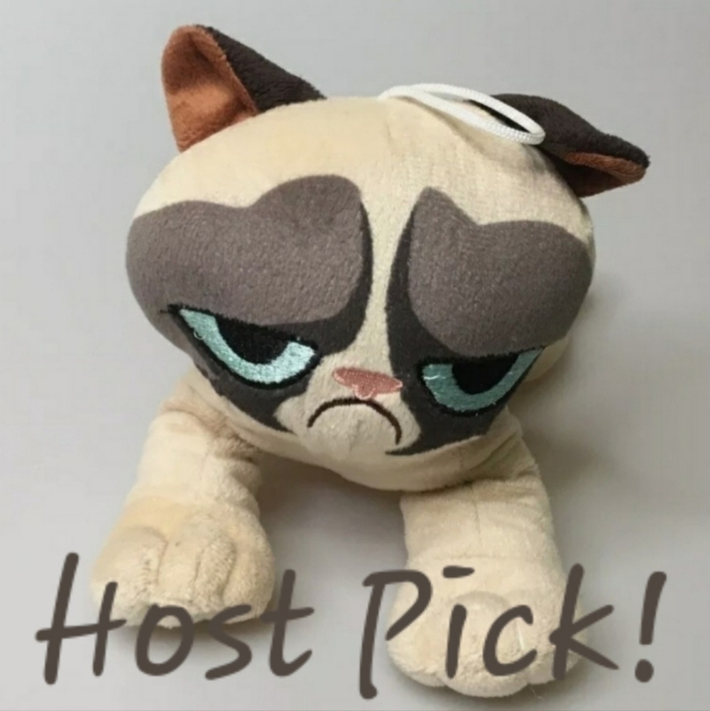 Grumpy Cat Toy Factory Plush Stuffed Animal Kitty 9" Laying Siamese Tan Brown